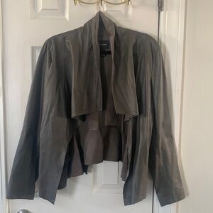 DNKY Gray Leather Jacket Size L